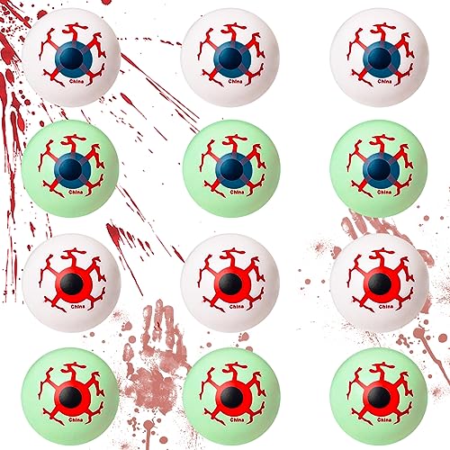 12 Pcs Halloween Decorations Scary Eyeballs Party Supplies Indoor Outdoor Halloween Props Fake Eyeballs for Halloween Party Gift Bag Fillers Trick or Treat Craft Spooky Decoration Ping Pong Balls