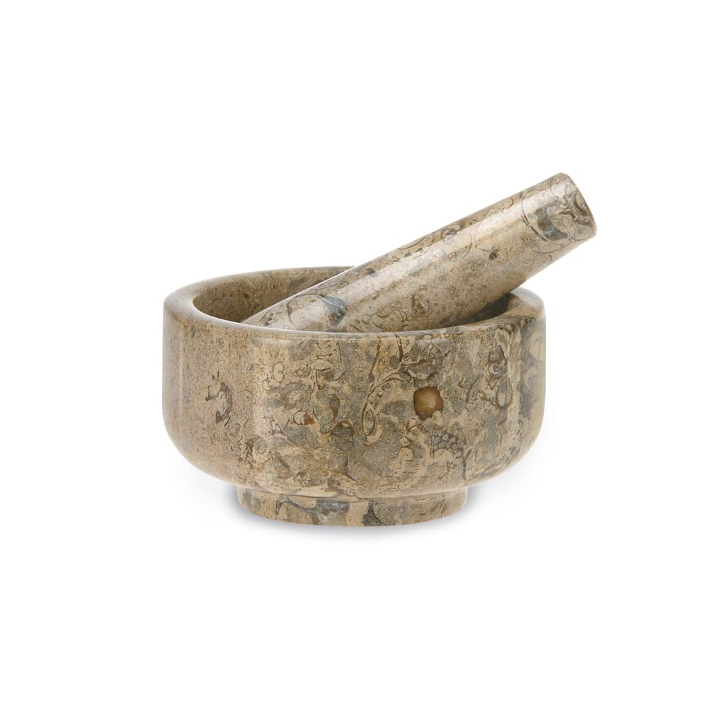 Stößel & Mörtel Klassische Form - Fossiler Stein