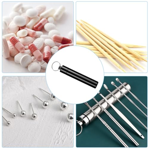 Miniatura 7 de Porta Palillos De Dientes, Caja De Palillos De Dientes De Metal, Bolsillo De Palillos, Caja De Almacenamiento Portátil Para Palillos De Dientes Con Llavero, Para Exteriores, Picnic, Camping, 3 Piezas