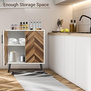 Storage cabinet with doors and shelves kitchen free standing buffet cabinet with storage sideboard cabinet with adjustable shelves wood accent cabinet for living room bathroom entryway hallway  urban country home decor
