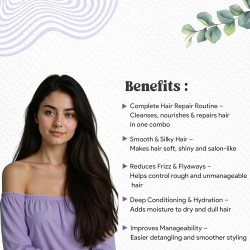 Image of LA'BANGERRY Keratin Protein Hair Care Combo | Shampoo 250ml + Conditioner 250ml + Hair Mask 250g | With Argan, Almond & Coconut Oil | For Dry & Damaged Hair (Pack of 3)