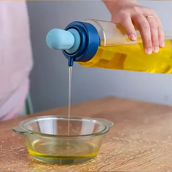 Image of Oblivion Oil Plastic Bottle Dispenser With Lid Clear Drip Free Spout Controlled - Oil Dispenser for Cooking, Easy Flow and Vinegar Bottle - Pourer Liquid Dispenser Transparent & Unbreakable (1000 ML)
