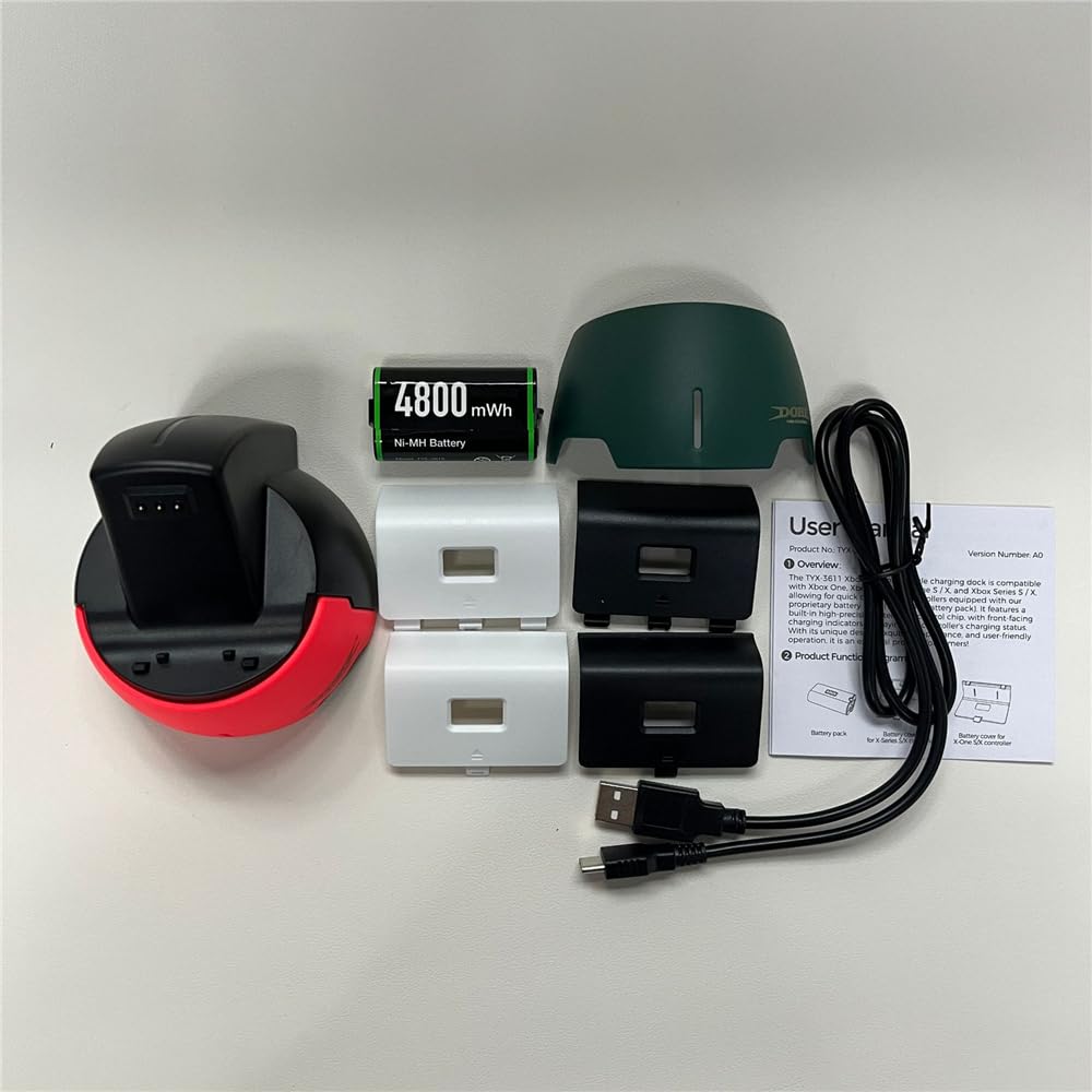 Stazione di ricarica impugnatura per Xbox SeriesX/S, supporto di ricarica wireless controller per Xbox SeriesX/S con batterie ricaricabili da 4800mWh Dock di ricarica singolo