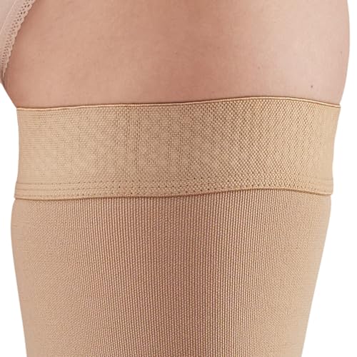 Ames Walker AW Style 292 Luxury Opaque 20-30 mmHg Firm Compression Closed Toe Thigh High Stockings w/Dot Band Beige Small3