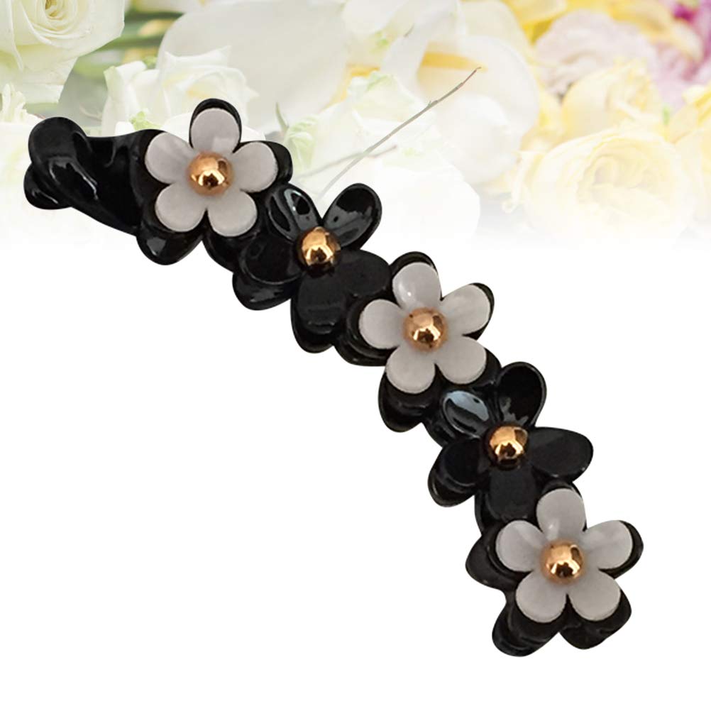 Lurrose Banana Hair Clips Toothed Ponytail Holder Strong Tension Hair Claw Flower Barrette for Women Girls,Black - Image 8