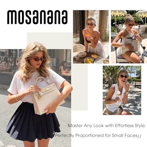 mosanana Small Trendy Oval Sunglasses for Women Narrow Tiny Skinny 90s Retro Style MS524773