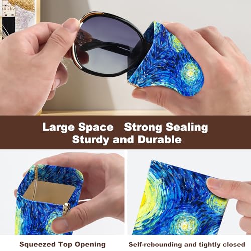 Image of Anikathy 2Pcs Sunglass Eyeglass Glasses Case Soft PU Leather with Cleaning Cloth Cute Glasses Pouch Bag for Men Women Girs