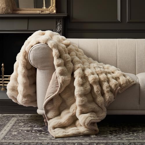 EverGrace Ultra Soft Luxury Fluffy Faux Rabbit Fur Throw Blanket,