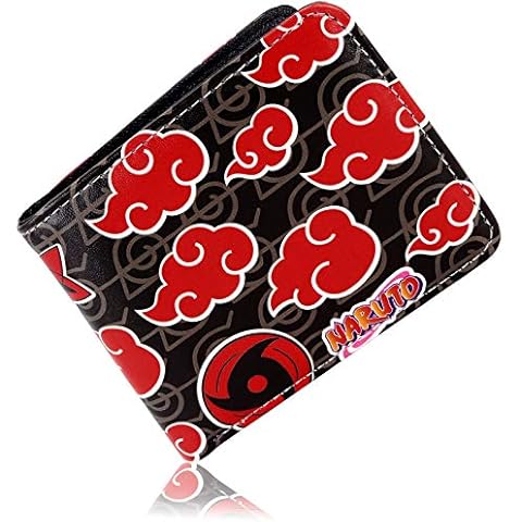 Roffatide Anime Wallets for Naruto Akatsuki Red Cloud Sharingan Anti Leaf Wallets Artificial Leather Slim Bi-Fold Wallet Multi Purpose Wallet Cover
