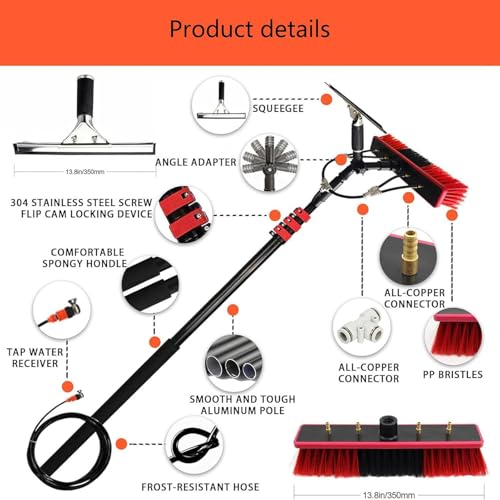 Kit de limpieza de ventanas extensible con cepillo de goma: perfecto para paneles solares, herramienta de limpieza de alto alcance para un brillo sin rayas y fácil acceso.