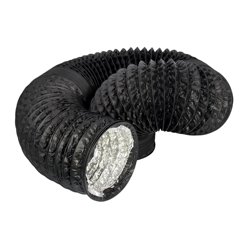 Black Combi-Ducting 5 Metre – Flexible Aluminium PVC Air Vent Hose | 4", 5", 6", 8", 10", 12" Ventilation Ducting for Extractor Fans, Tumble Dryers, Hydroponic Grow Tents (12 Inch - 5 Metres)