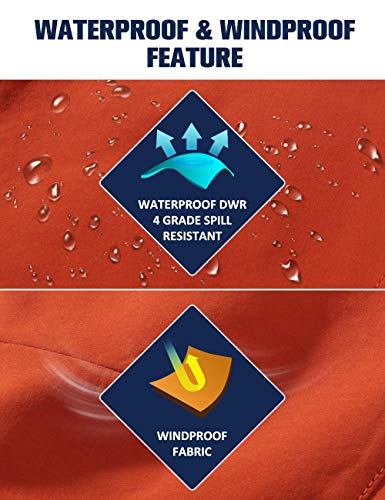 Camii Mia Women's Winter Warm Outdoor Slim Windproof Waterproof Ski Snow Fleece Hiking Pants (28W x 30L, Orange)