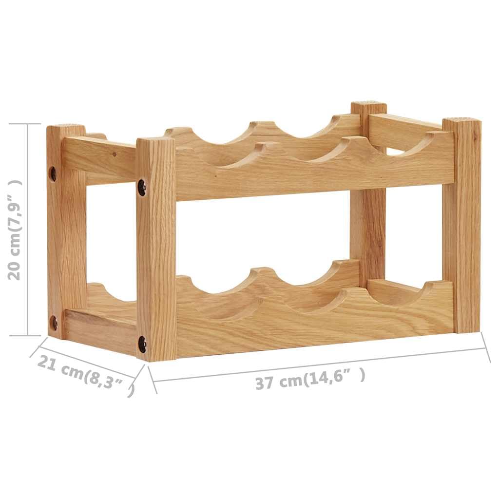 Botellero de madera maciza de roble para 6 botellas, 37 x 21 x 21 cm, estantería rústica de pie para ahorrar espacio