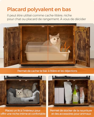 Arbre à chat avec gamelles surélevées et maison pour chat - 5