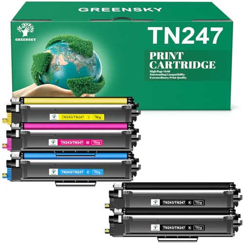 GREENSKY TN-243CMYK TN247 Kompatibel für Toner MFC L3750CDW Brother TN243 MFC-L3750CDW DCP-l3550CDW Toner MFC-L3770CDW HL-L3230CDW HL-L3210CW MFC-L3730CDN MFC-L3710CW