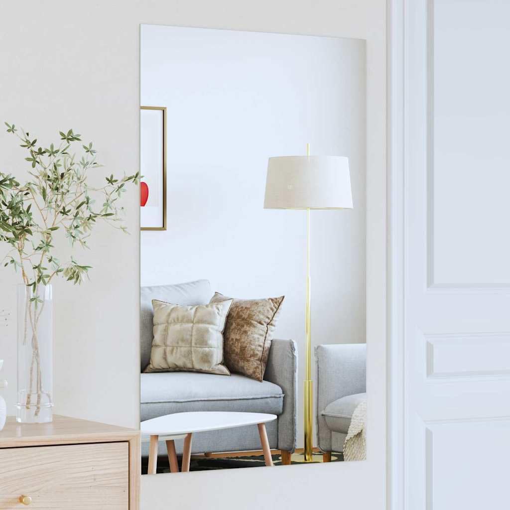 vidaXL Wandspiegel Rechtwinklig 100 x 60 cm Gehärtetes Glas, Moderner Badezimmerspiegel, eleganter Wandschmuck, rahmenloses, minimalistisches, reflektierendes Glas