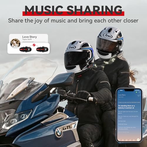 Xgp Motorcycle Bluetooth Headset V5.2 With Music Sharing, 2-Way Motorcycle Helmet Bluetooth With Ip67 Waterproof, Helmet Intercom Communication Systems With Hi-Fi Speakers For Snowmobile/Atv thumb #5