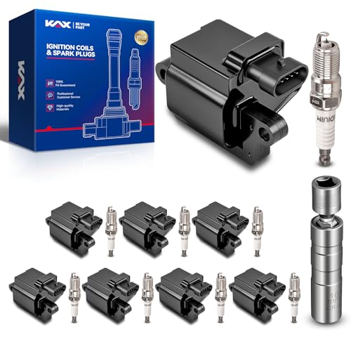 Image of KAX 8 Ignition Coils & 8 Spark Plugs Set Fit for Silverado 1500 Tahoe SSR | Chevrolet Silverado 1500 /2500 HD /3500, Tahoe, Suburban 1500 /2500, Avalanche 1500, Express 1500 /2500 /3500, GMC Yukon, UF271