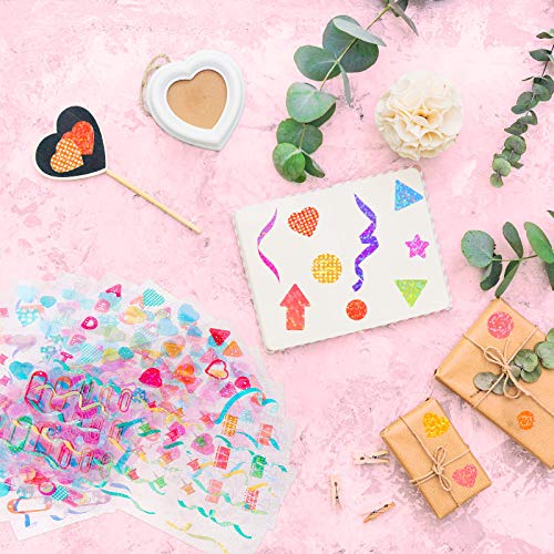 image for Tenare 40 Sheets Colorful Heart Ribbon Alphabet Stickers Deco Stickers