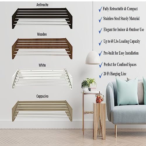 Étendoir à linge design compact MasterShelf - Modèle mural premium épuré - 5