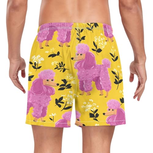 Poodle Spring Flower Men's Swim Trunks with Liner Quick Dry Beach Shorts Swimwear Bathing Suit S-XXL2
