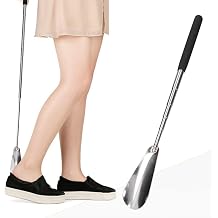 Telescopic Shoe Horn Long Handled Shoe Horn with Adjustable Length for Seniors & Arthritis Stainless Steel Extendable Shoe Horn for Tight Boots, Tall Shoes & Travel 10.727.1in, Black