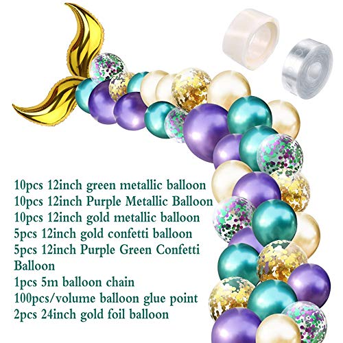 SmartRICH 42 Piezas Mermaid Balloon Arch Set Mermaid Tail Balloon para Baby Shower Cumpleaños Boda bajo el mar Mermaid Birthday Party Decoration (Oro)