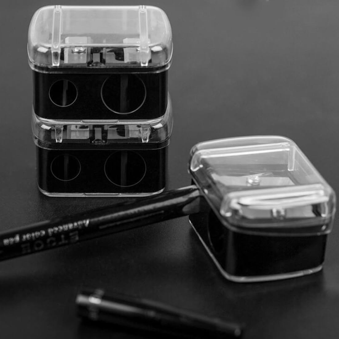 Temperamatite cosmetico doppio Temperamatite a foro singolo Trucco cosmetico doppio occhio per studenti Artisti Materiale scolastico