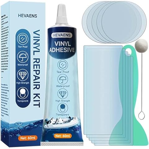 Pool Liner Patch Repair Kit, Waterproof Air Mattress Patch Kit, Inflatable Patch Repair Kit for Air Mattresses, Hot Tubs, Above-Ground Pools, Bouncy Houses, Inflatables, Heavy Duty 60ml Cover