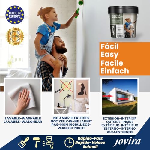 JOVIRA PINTURAS Ultra mat boja za zidove. Za van/unutra, periva, super neprozirna, bijela. (2x4 litre, bijelo)
