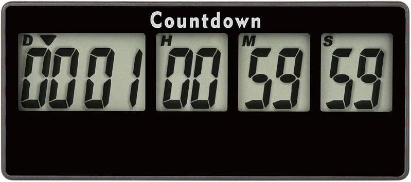 Yooreal Digital Kitchen Timer,Retirement Countdown Timer 9999 Days,Magnet Design,Loud Alarm,Tracks Wedding Vacation Working Cooking Baby Birth Black