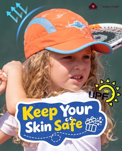 Image of Home Prefer Kids Lightweight Quick Drying Sun Hat Airy Mesh UV Protection Caps Boys Girls UPF50 Baseball Caps Run Beach Water