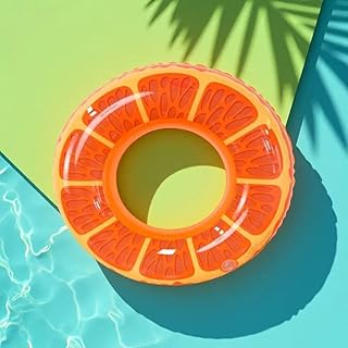 عوامة قابلة للنفخ لحمام السباحة بتصميم فاكهة البرتقال، 1.20 م، برتقالي