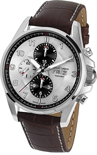 Jacques Lemans Men 's 1 ? 1750b Liverpool�����A�i���O�\��Swiss Automatic Brown Watch