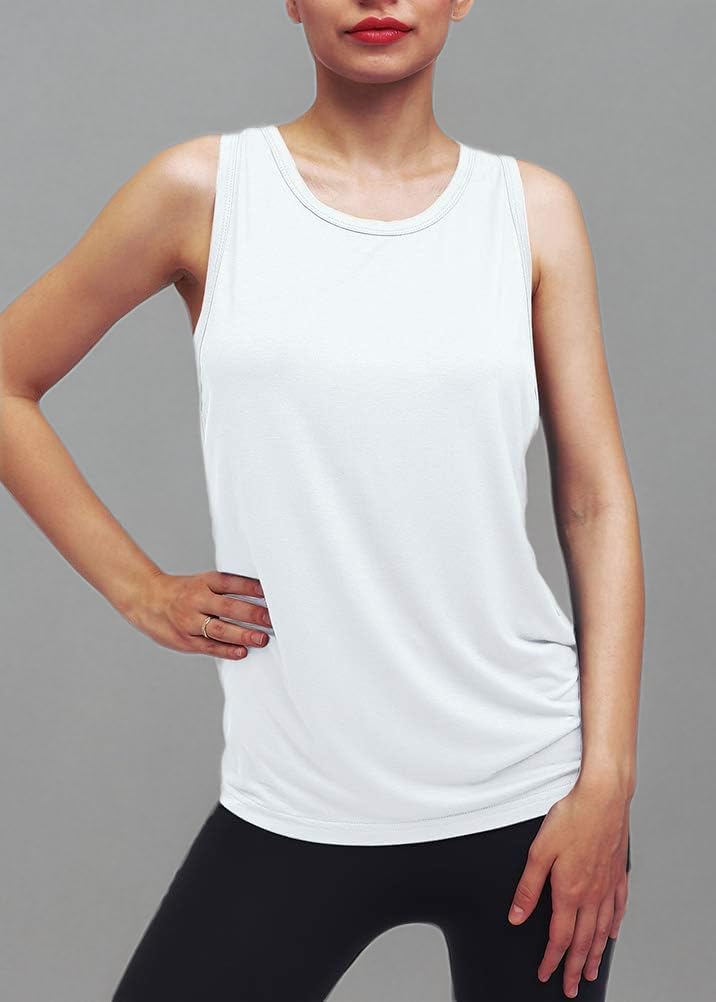 Womens Workout Yoga Tops Open Back Shirts Tie Back Tank Tops with Adjustable Fit - Image 5