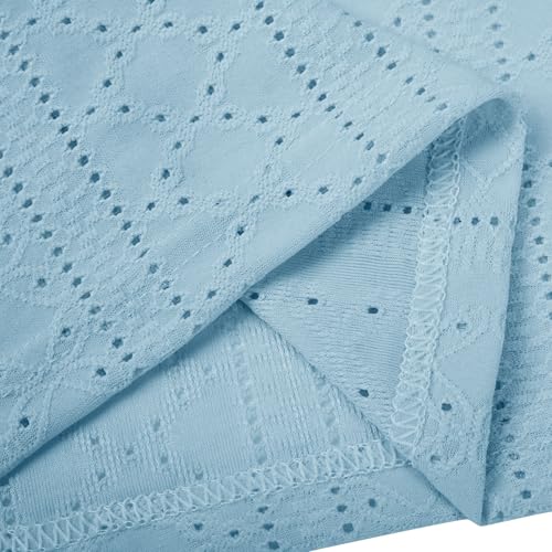 Girl T-Shirts Eyelet Round Neck Long Sleeve Casual Blouses Solid Color Trendy Hollow Out Cute Tunic Tops Shirt 20253