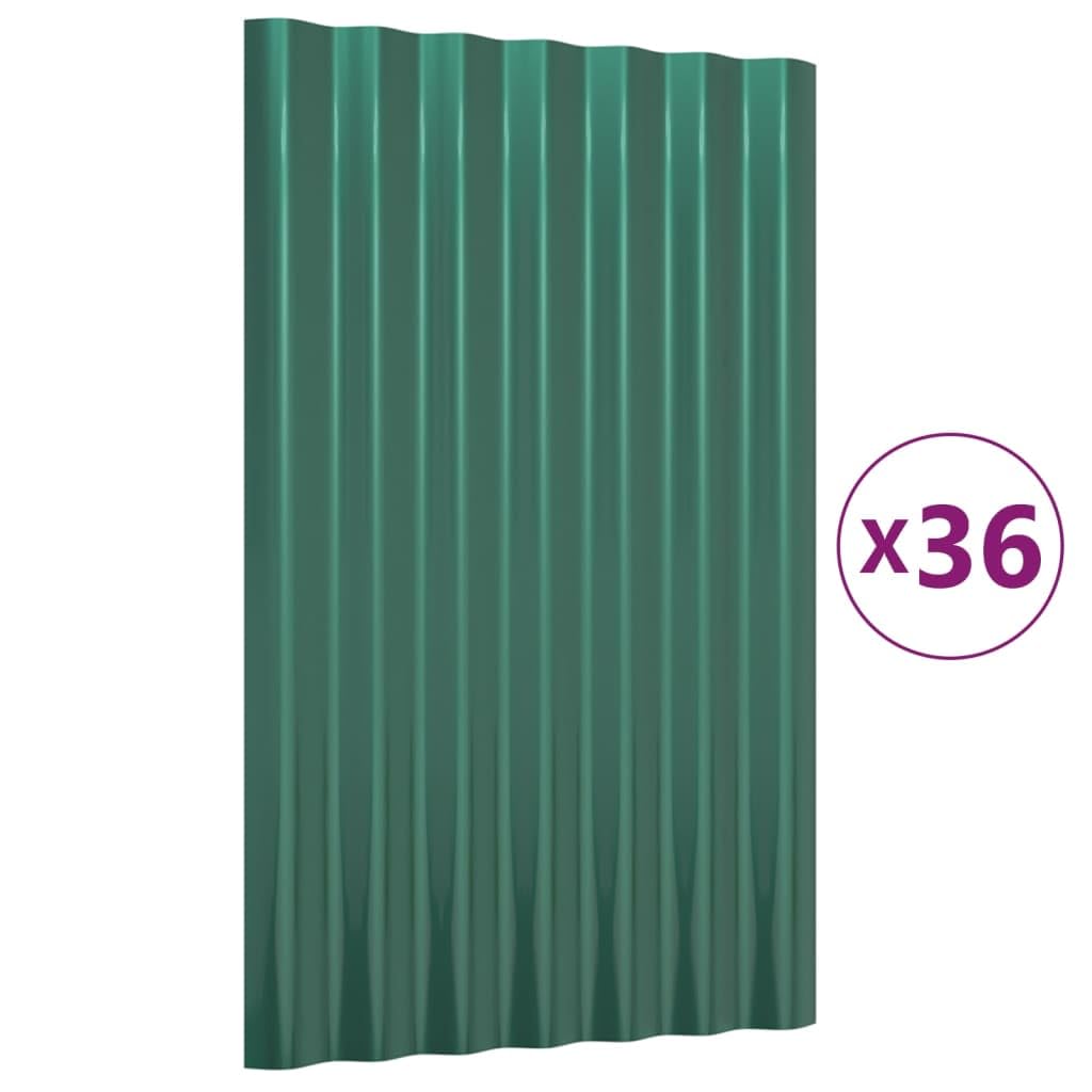 Générique Panneaux de Toit 36 pcs Acier galvanisé Vert 60x36 cm,Quincaillerie,Matériaux de Construction,Toitures,Bardeaux et tuiles,319128