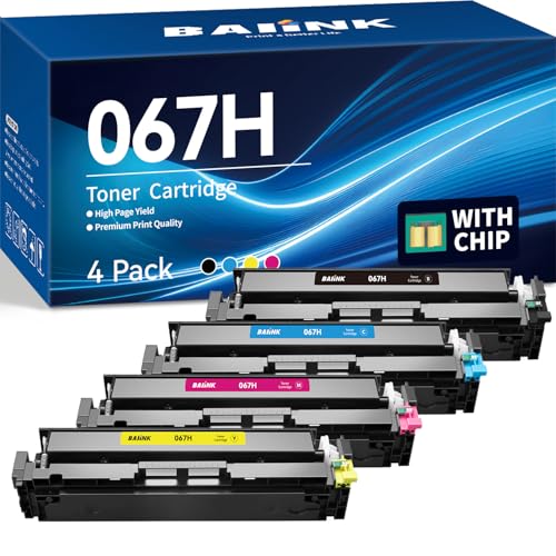 BAIINK 067H High Yield Toner Cartridge Replacement for Canon 067 Toner Cartridge Set Compatible with Canon imageCLASS MF656Cdw MF654Cdw MF653Cdw LBP633Cdw LBP632Cdw (Black Cyan Magenta Yellow)