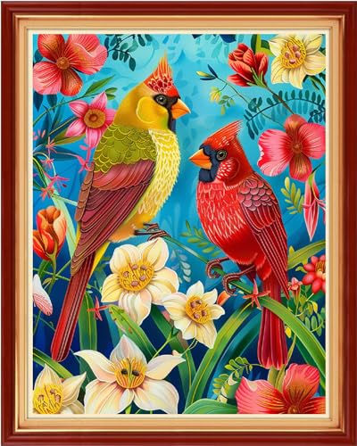 Image of Findvoor Stamped Cross Stitch Kits for Beginners Full Range of Cross Stitching Embroidery Pattern for Adults, 11CT DIY Needlepoint Embroidery Starter Kits-Couples, birds, flowers 16x20 inch