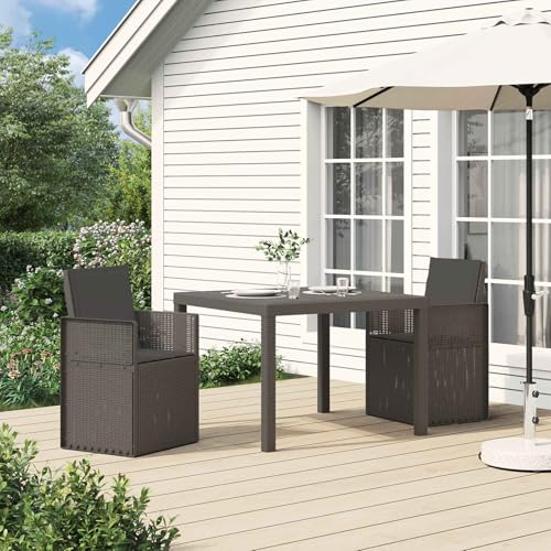 mzdioop Sillas de comedor de jardín, 2 unidades, color gris claro y antracita, de polipropileno, resistente a la intemperie, con respaldo plegable y reposabrazos, apilables, ideal para terraza y zona