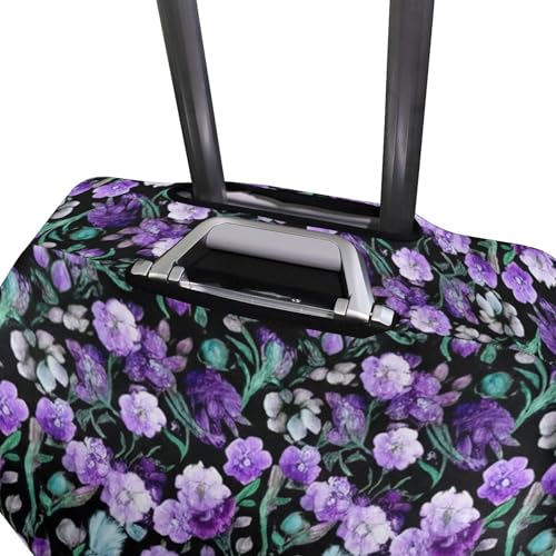 Luggage Protector Suitcase Cover Cute Purple Flowers Watercolor Leaves Personalized Animal Print Travel Suitcase Accessories, L, Fits 26-28 Inch Case 6