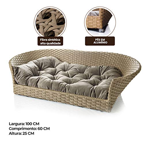 Cama Pet Cachorro Porte Grande Fibra Sintética 100x60Cm Luxo Bathtub Veludo Nude - BedFurPets