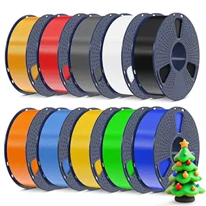 SUNLU 3D Printer Filament Bundle, PLA Plus Filament 10KG 1.75mm, Neatly Wound Filament for Most 3D Printer, 10 Colors, 1kg Spool, Black+White+Grey+Green+Blue+Bluegrey+LightGold+Pureyellow+Red+Orange