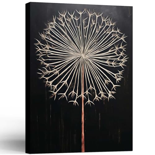 Framed Dandelion Plant Fun Wall Art Decor Canvas Print Poster Picture Modern Minimalist Artwork Bathroom Living Room Bedroom Office Gallery Decor 12x16 Inch Ready to Hang