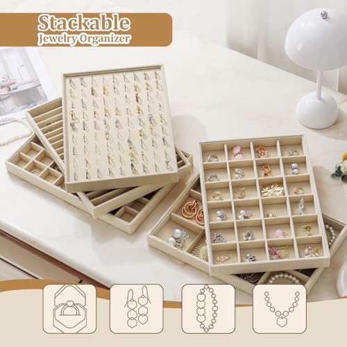 Image of Large Velvet Jewelry Tray Display Drawer Inserts 2 Pack