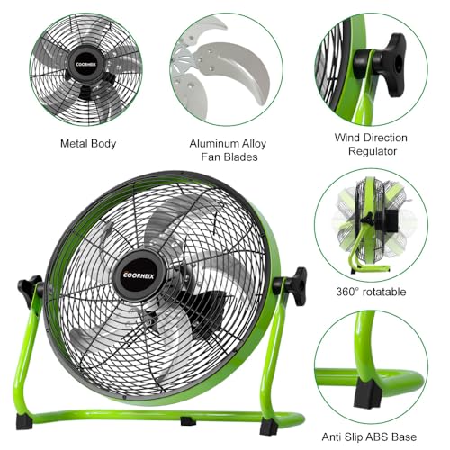 COORHEIX Ventilador de chão alimentado por energia solar de 30 cm, recarregável, ventilador operado