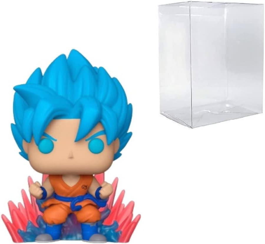 POP! Dragon Ball Super- SGSS Goku (Kaio-Ken Times Twenty) Glow-in-The-Dark Exclusive Bundled with Compatible Box Protector Case