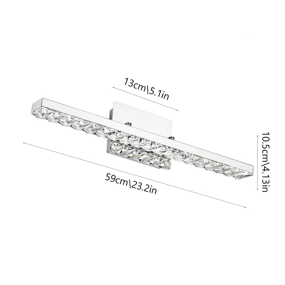 Moderne luci da toeletta in cristallo, apparecchi di illuminazione per il bagno sopra lo specchio, luce a parete a striscia lunga a LED, lampada da parete per interni girevole a 180°