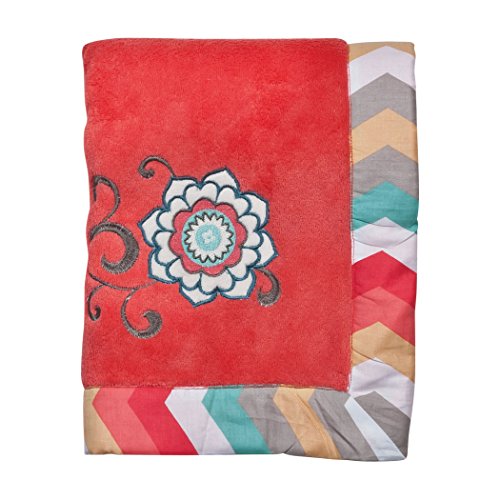 Trend Lab Waverly Pom Pom Play Framed Coral Fleece Baby Blanket