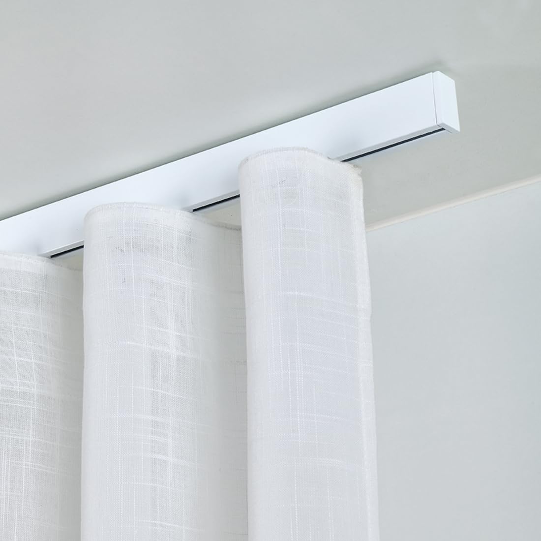 Vorhangschienen mit perfekter Welle, mit Deckenmontage, flexible und robuste Gardinenschiene für Fenster und Türen, dekorative Gardinenschienen, weiß, 200 cm